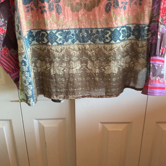 Free People NWT Flower Patch Boho Mixed Print Cotton Button-Up Shirt size XS - Picture 11 of 14